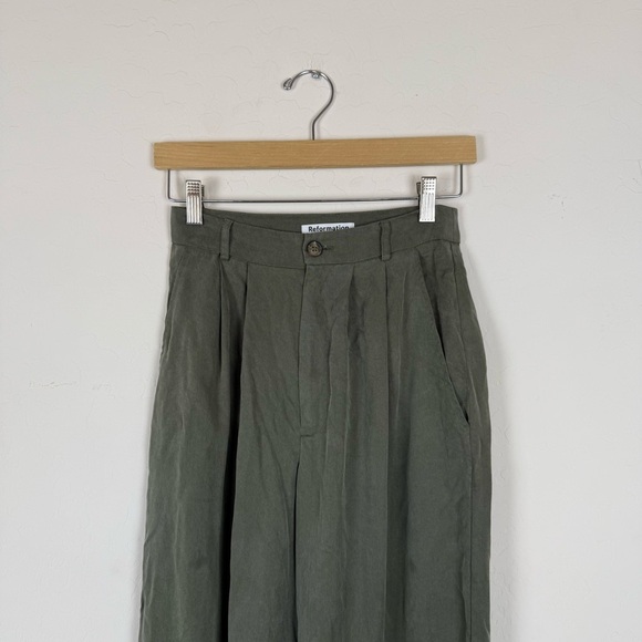 Reformation Mason Pant Color Army 100% Tencel - Picture 4 of 10